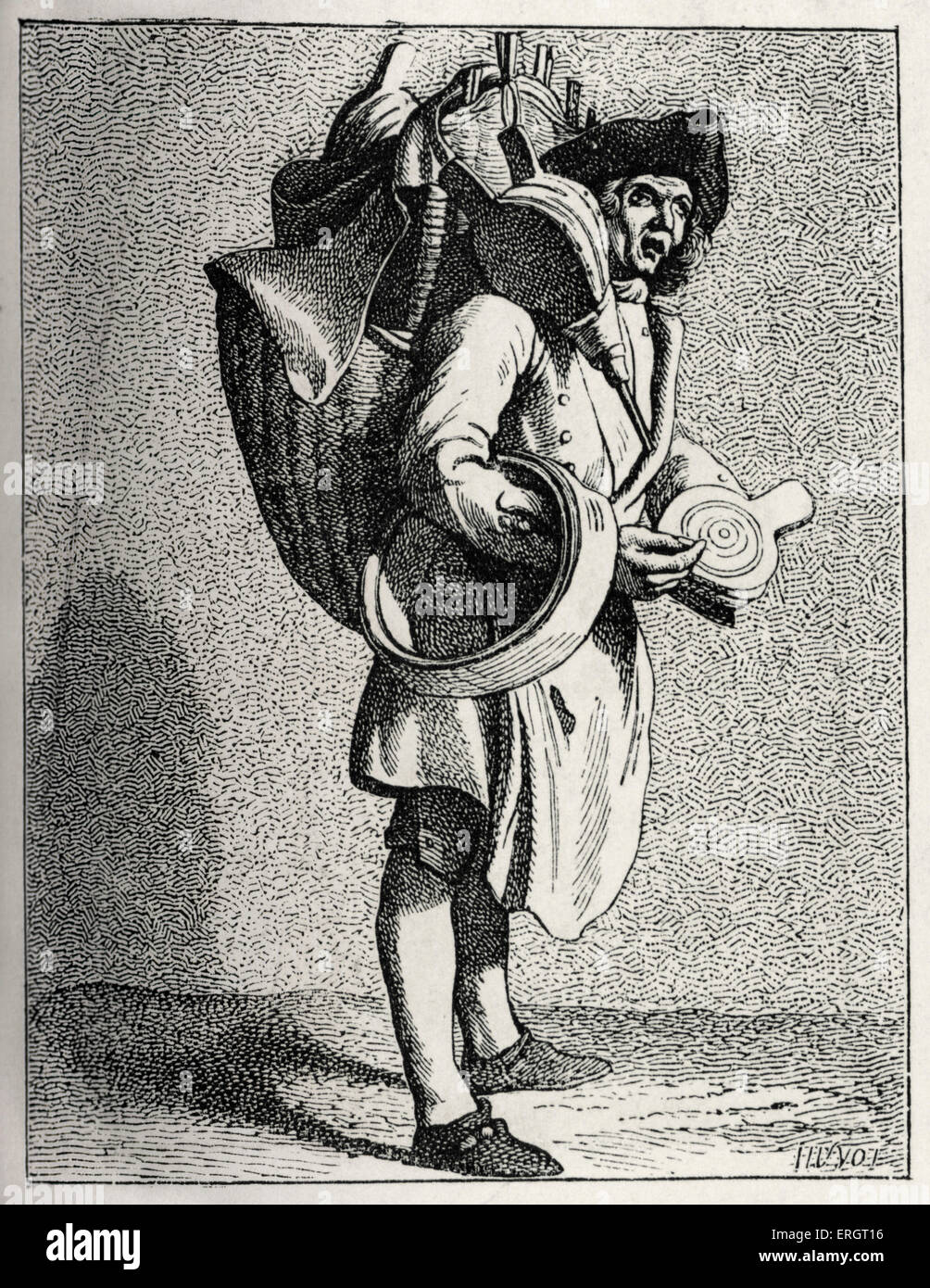 Daily life in French history a bellows seller and bucket mender in 18th century Paris, France