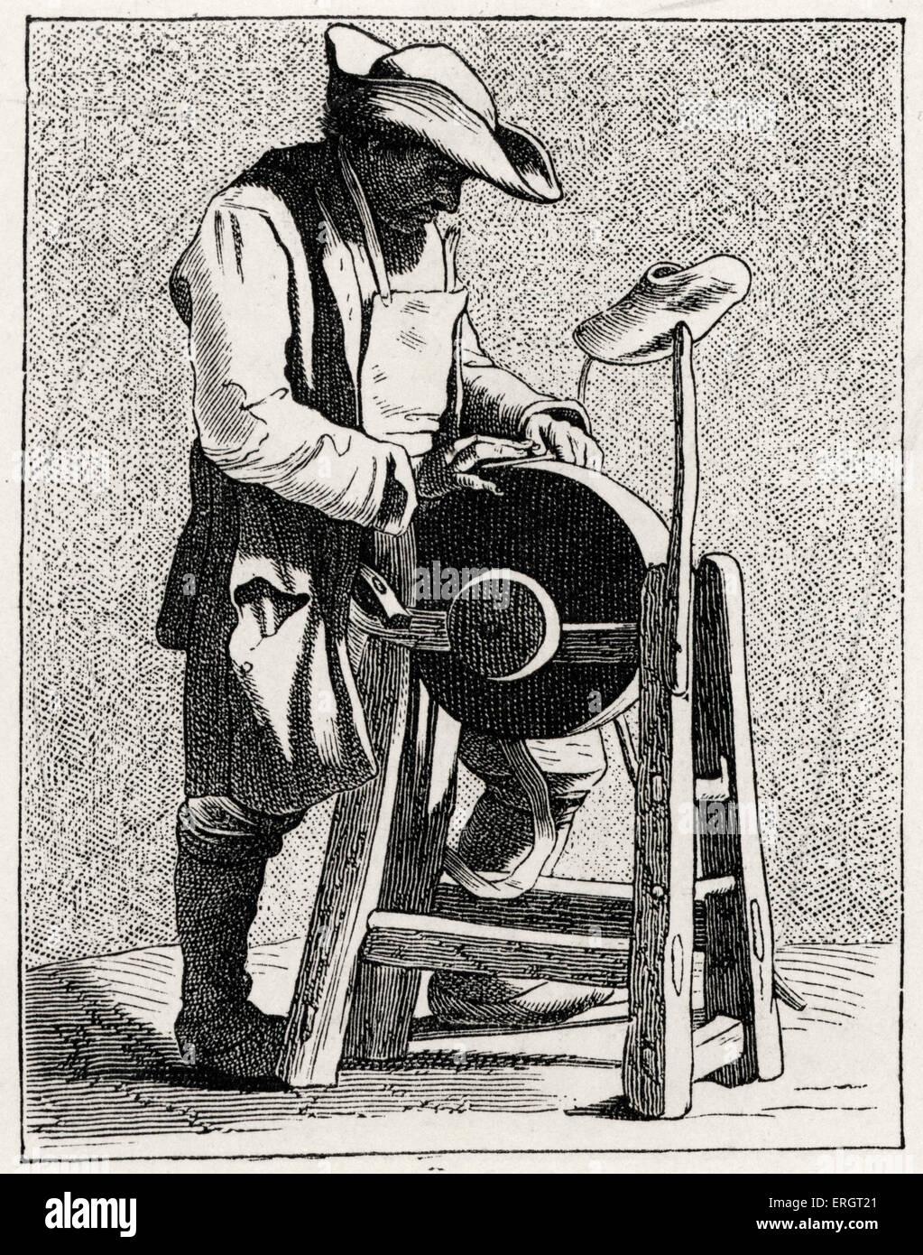Daily life in French history a street knifegrinder with tools of