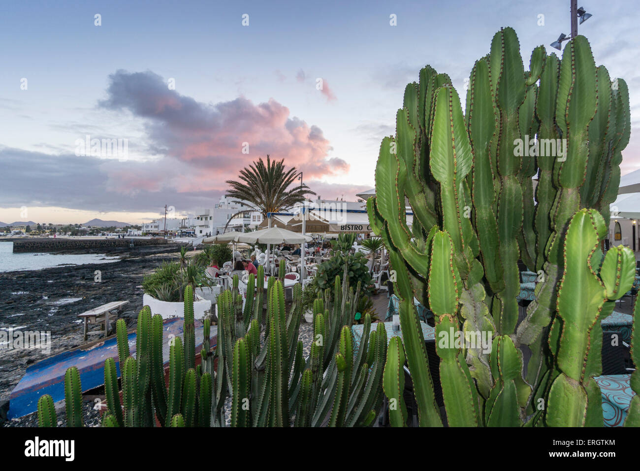 Corralejo Beach Restaurants , Sunset, Fuerteventura, Canary Islands