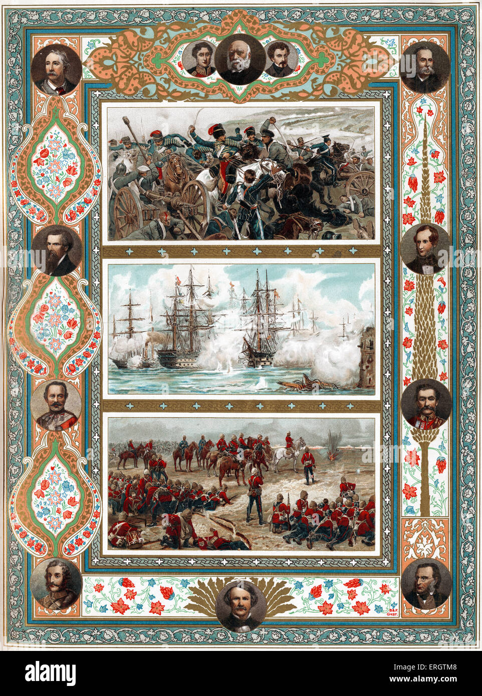 Victorian era conflicts - Battle of Inkerman, Crimean War, 5 November 1854 (top), Bombardment of Sevastopol, Crimean War, 17 Stock Photo