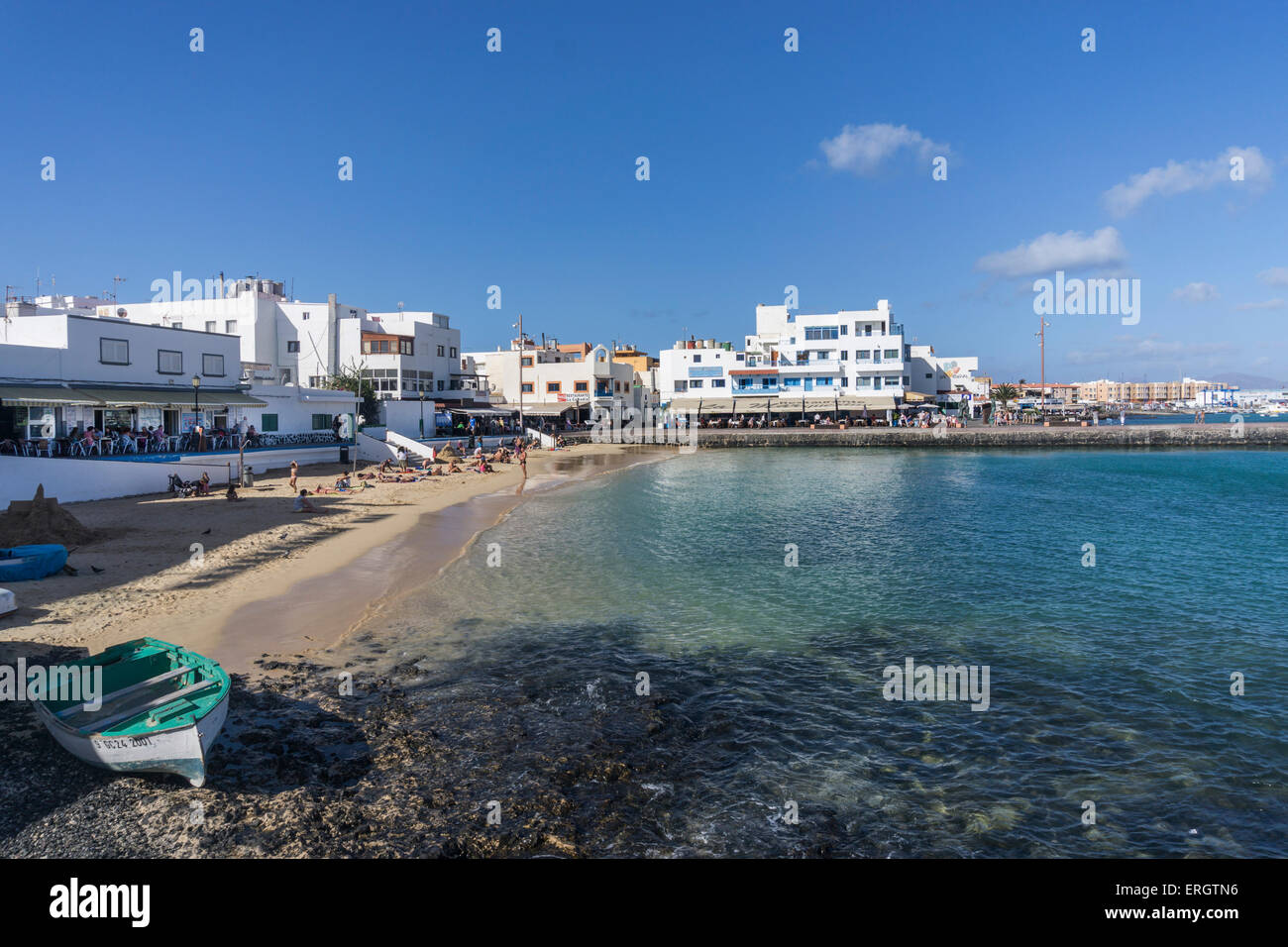 Corralejo Beach Restaurants , Fuerteventura, Canary Islands, Spain Stock Photo