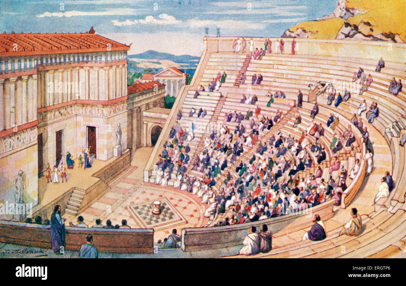 The Roman Empire - amphitheatre Romans, toga, togas, .  Illustration by J Williamson. Stock Photo