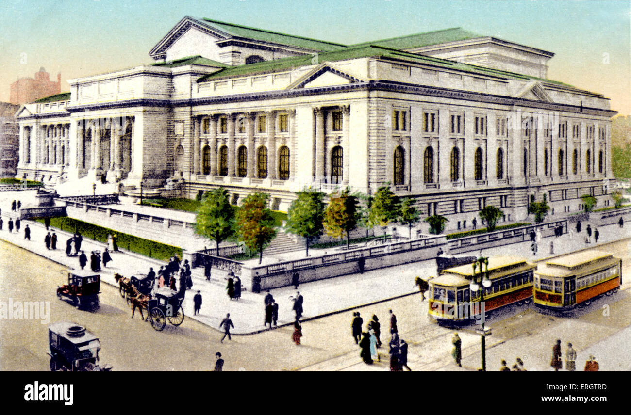 NEW YORK, Public Library, 5th Avenue & 42nd Street Stock Photo