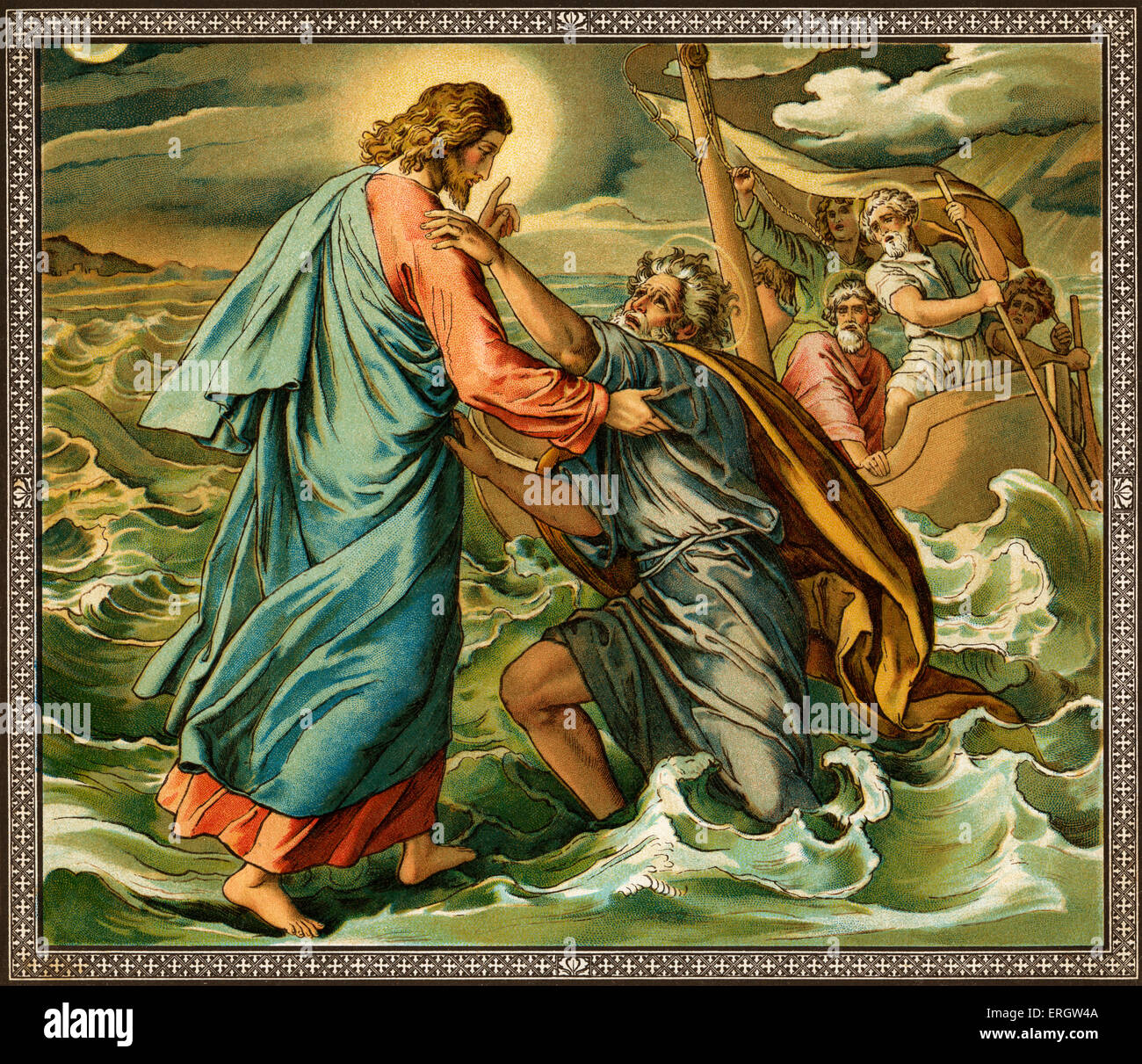 Jesus rebuking Peter's unbelief Stock Photo Alamy