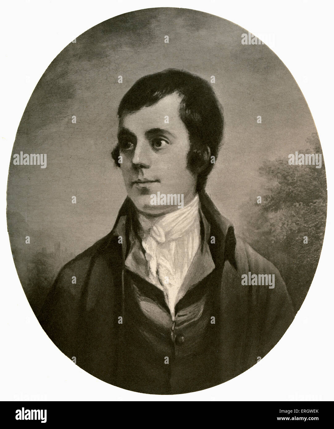 Robert Burns: Scottish poet and lyricist, 25 January 1759 - 21 July 1796. After the portrait by Alexander Nasmyth. Stock Photo