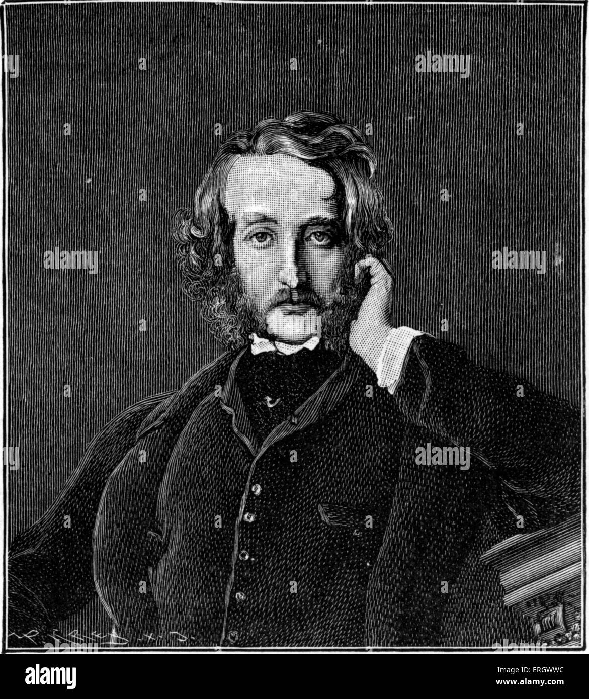 Edward Bulwer-Lytton (1st Baron Lytton): English novelist, poet, playwright, and politician, 25 May 1803 – 18 January 1873. From an engraving pf the portrait by Daniel Maclise. Stock Photo