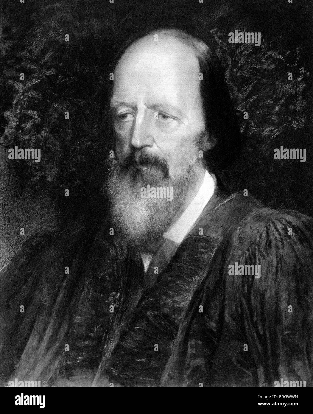 Alfred Lord Tennyson - portrait. English poet laureate. 1809-1892.  popular Victorian poet. Author of The Lady of Shallott. Stock Photo