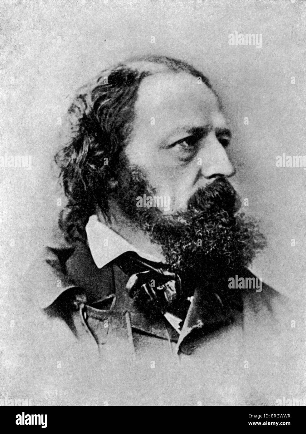 Alfred Lord Tennyson - portrait. English poet laureate. 1809-1892.  popular Victorian poet. Author of The Lady of Shallott. Stock Photo
