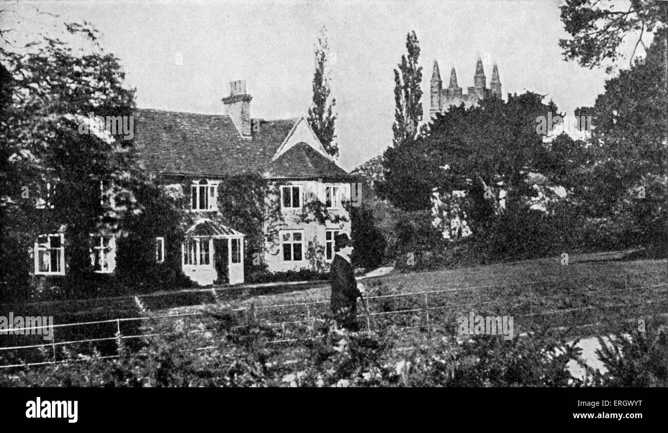 Charles Kingsley on the lawn of Eversley Vicarage. CK: English novelist, 12 June 1819 – 23 January 1875. Stock Photo