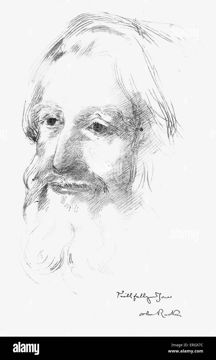 John Ruskin, English author, poet, art critic, social critic  and artist.  8 February 1819 - 20 January 1900.  Illustration by Stock Photo