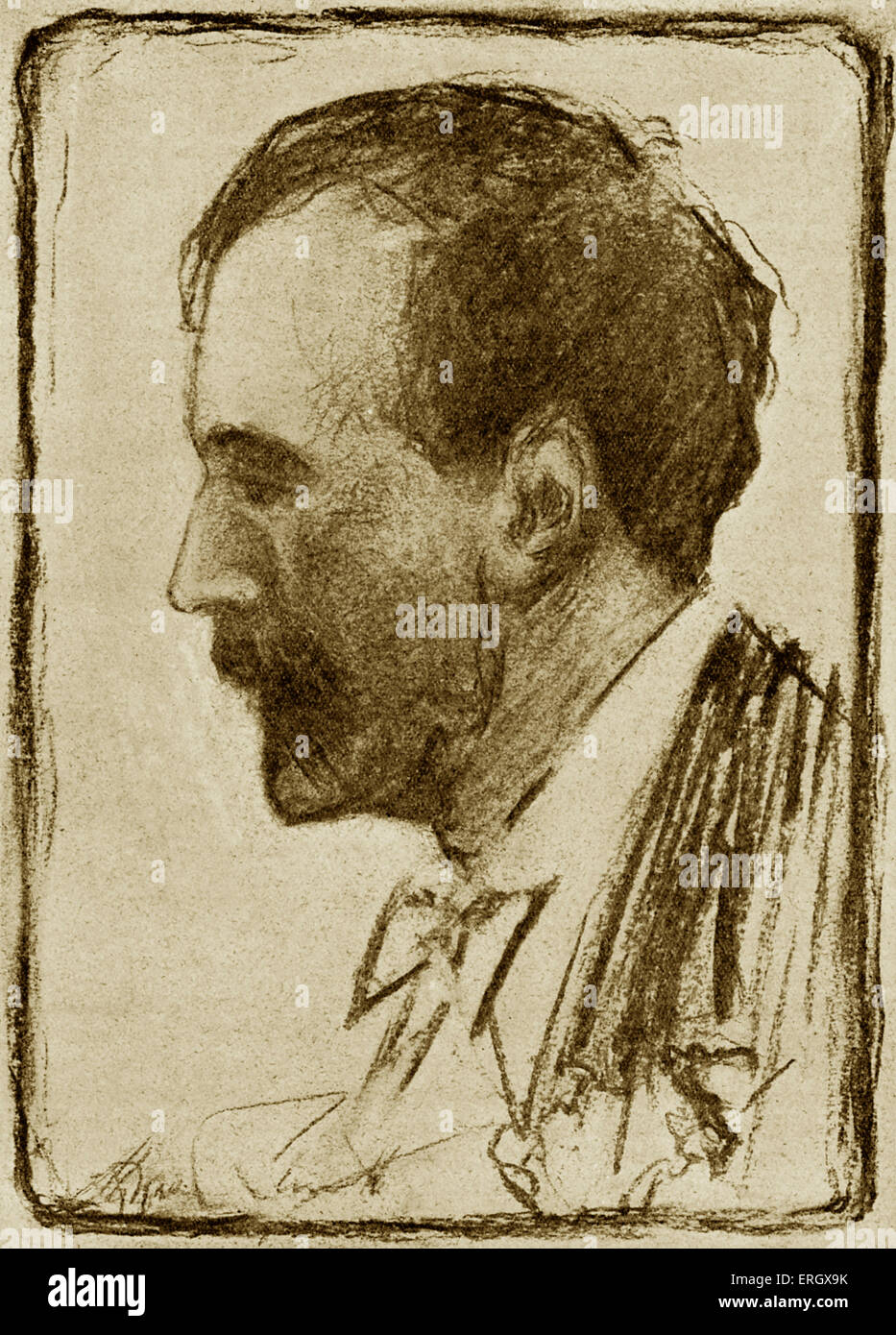 Henry Wood: English conductor, 3 March 1869 - 19 August 1944. Illustration by Howard Smith. Stock Photo