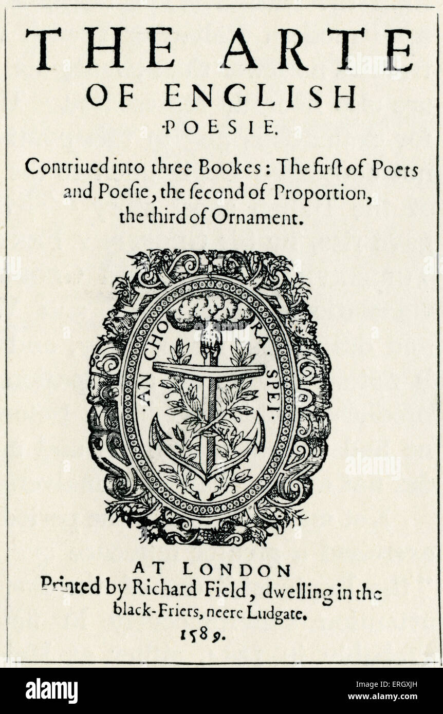 'The Arte of English Poesie'  by George Puttenham. Title page. 1589.  English author, 1529-1590. Stock Photo