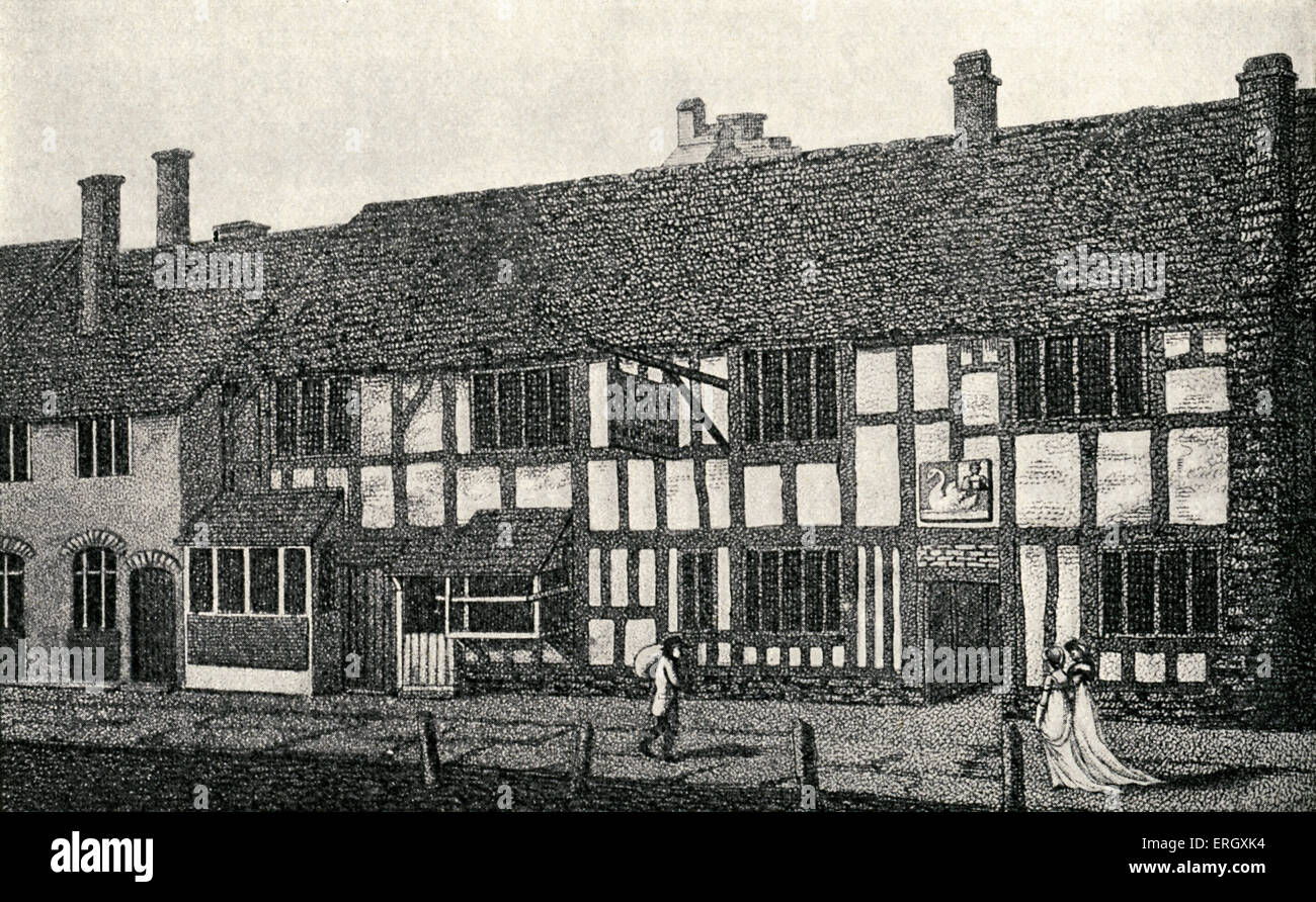 William Shakespeare's birthplace before restoration in Stratford-Upon-Avon, England. English poet and playwright baptised 26 Stock Photo