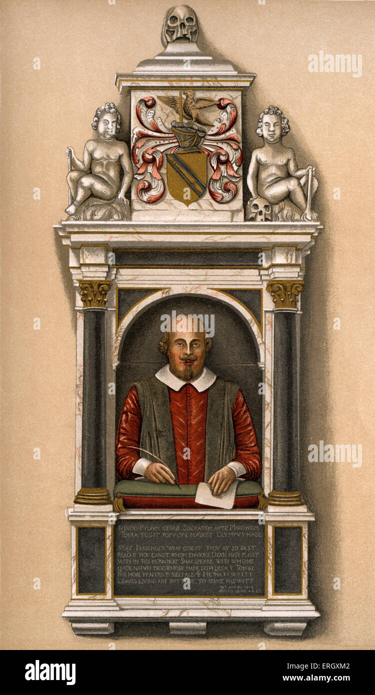 William Shakespeare bust of the English poet and playwright at the Parish church, Stratfordon