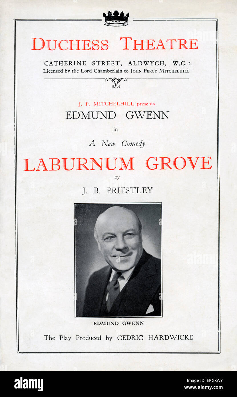 'Laburnum Grove' programme cover: Duchess theatre, Catherine Street, Aldwych. New comedy by John Boynton Priestley.  The play Stock Photo