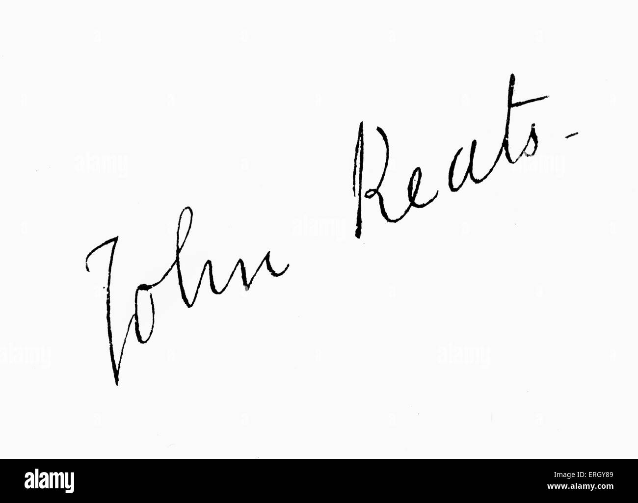 John Keats: English Romantic poet, 31 October 1795 – 23 February 1821. Signed portrait. Stock Photo