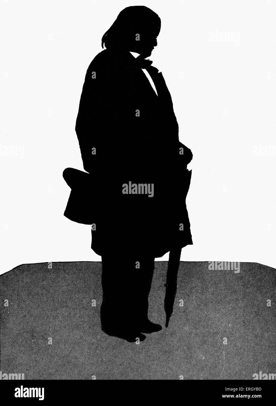 Robert Schumann - silhouette  RS, German composer: 8 June 1810 – 29 July 1856. Stock Photo