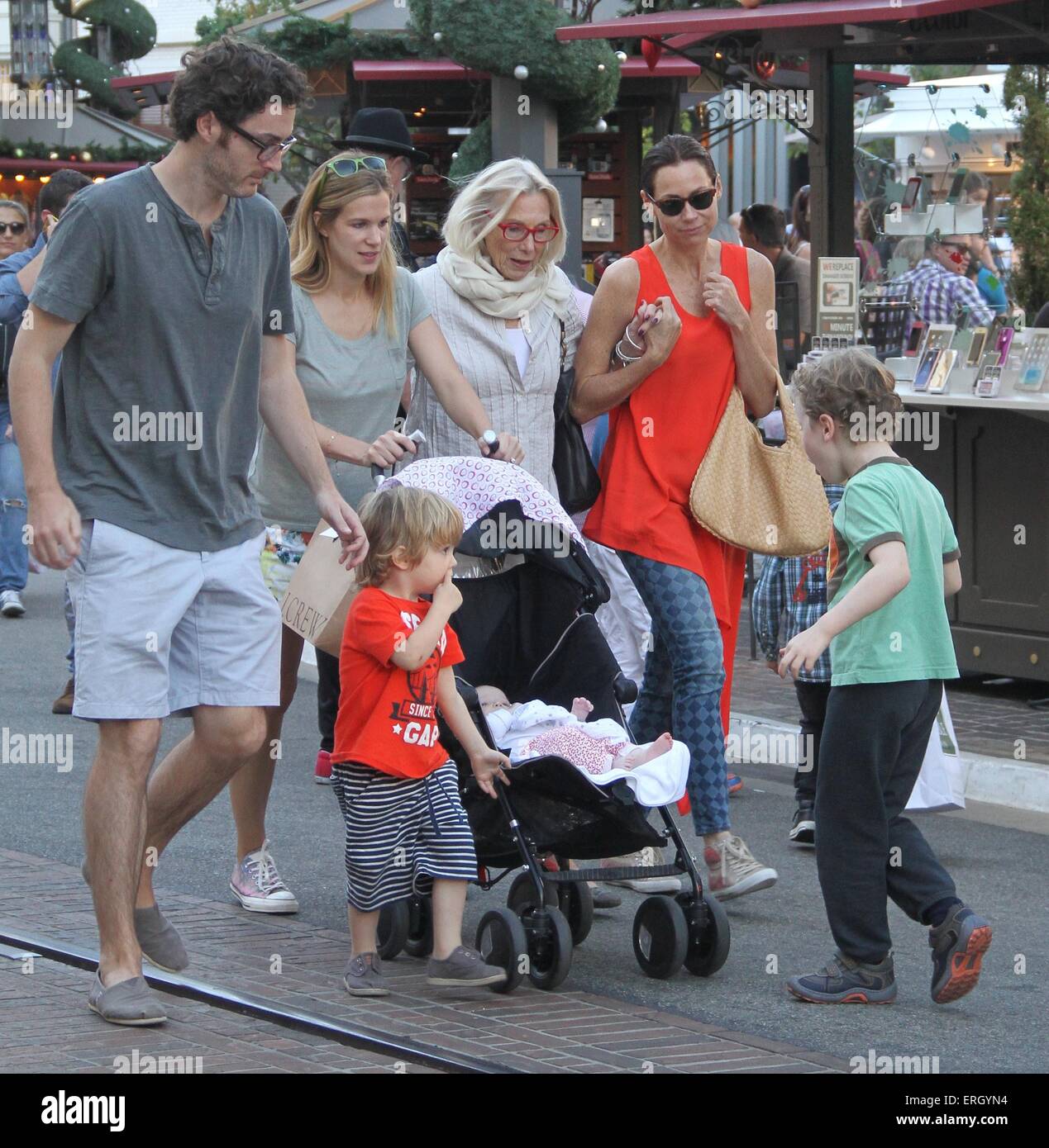 Minnie Driver goes shopping with her family on Black Friday at The Grove  Featuring: Minnie Driver,Henry Story DriverMother Gaynor Churchyard,sister Kate Where: Hollywood, California, United States When: 28 Nov 2014 Credit: WENN.com Stock Photo