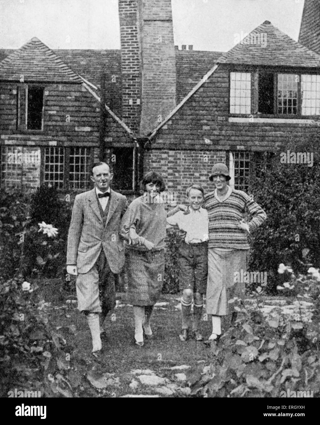 Mabel Lucie Atwell with husband Harold Earnshaw and two children. C 1925. British children's illustrator . 4 June 1879, London – 5 November 1964 Stock Photo