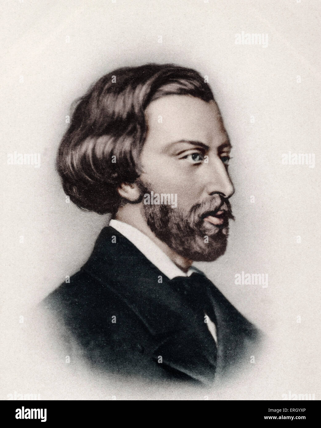 Louis-Charles- Alfred de Musset, portrait. French poet and dramatist. 11 December 1810 - 2 May 1857. Stock Photo