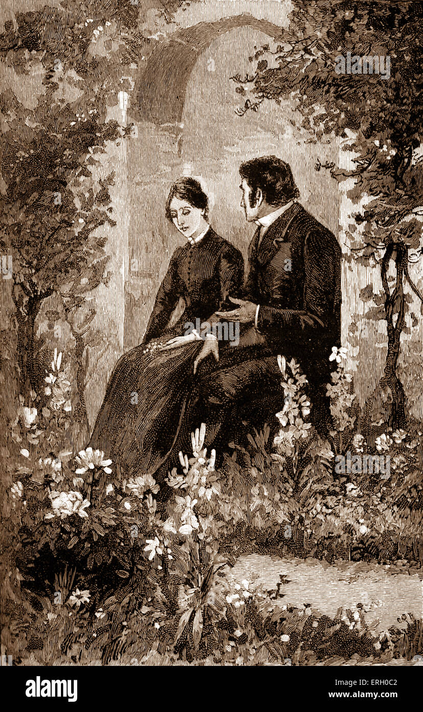 Jane Eyre by Charlotte Brontë. Caption reads: 'You don't hesitate to take a place at my side, do you ?' (Mr Rochester and Jane Stock Photo