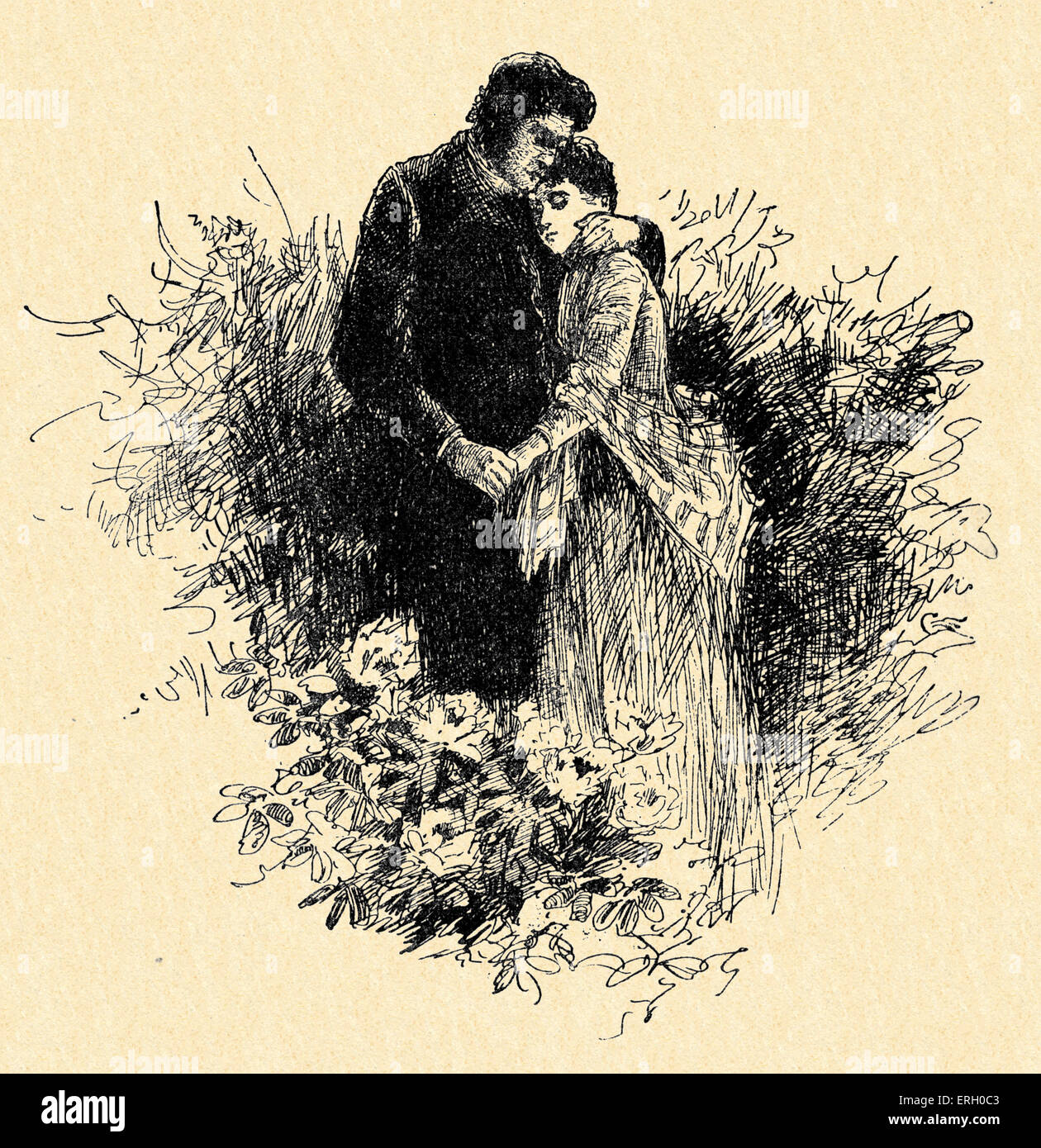 Jane Eyre by Charlotte Brontë. Caption reads: 'Are you happy, Jane ?' (Mr Rochester and Jane Eyre). Charlotte Brontë, British Stock Photo