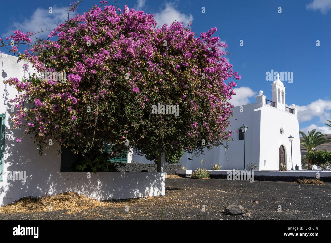 Village Church, Uga, Lanzarote, Canary Islands, Spain Stock Photo