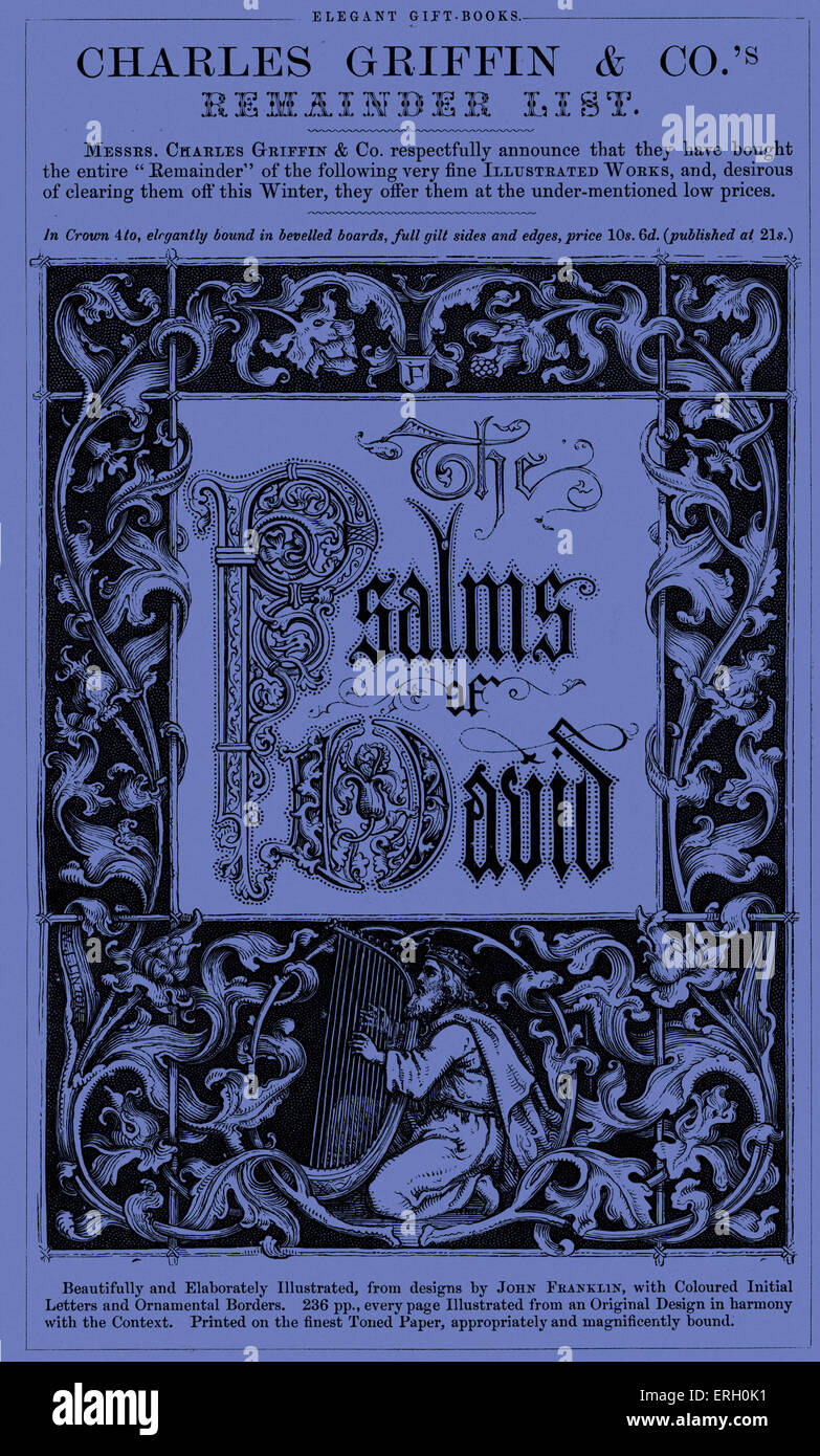 Charles Griffin & Co.'s Remainder List - Psalms Of David. Illustrated from designs by John Franklin. (from Gems from the poets, Stock Photo