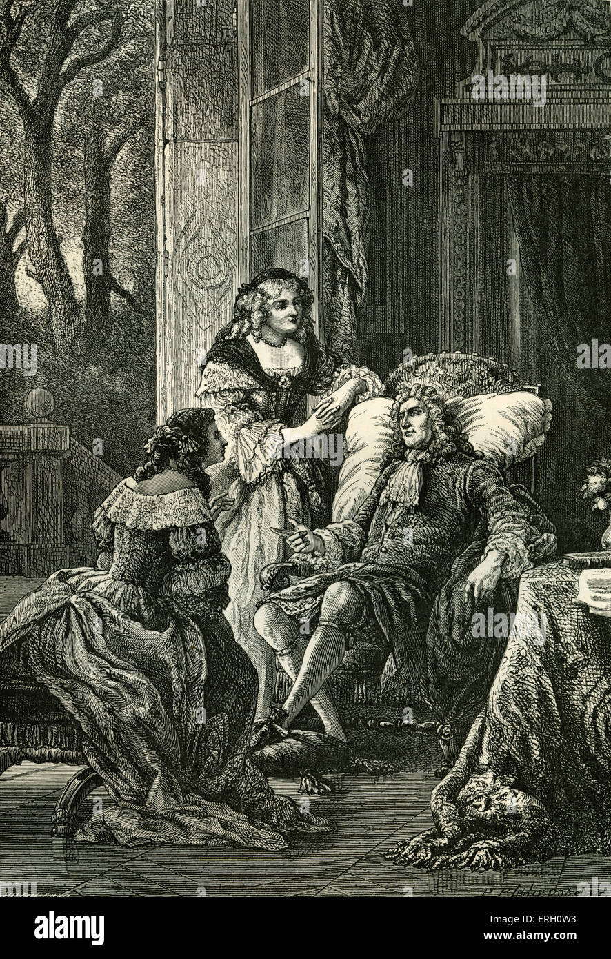 François de La Rochefoucauld with female admirers. French noble, famous for his maxims and memoirs. François de La Stock Photo