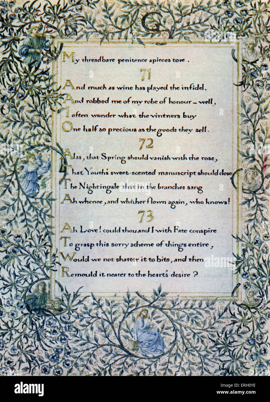 Rubaiyat of Omar Khayyam translated by Edward Fitzgerald, illustrated by William Morris. EF: 31 March 1809 – 14 June 1883 Stock Photo