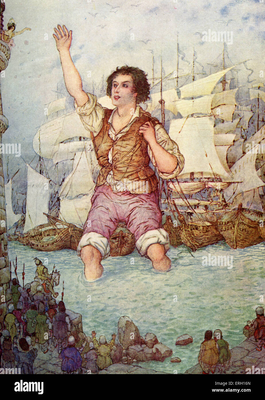 Gulliver's Travels A Voyage to Lilliput by Jonathan Swift, originally published 1712. Caption