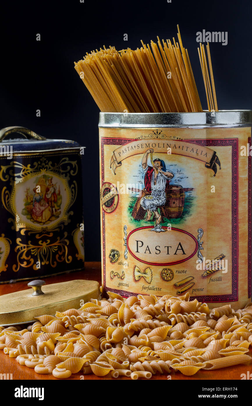 A sampling of whole wheat pasta. Stock Photo