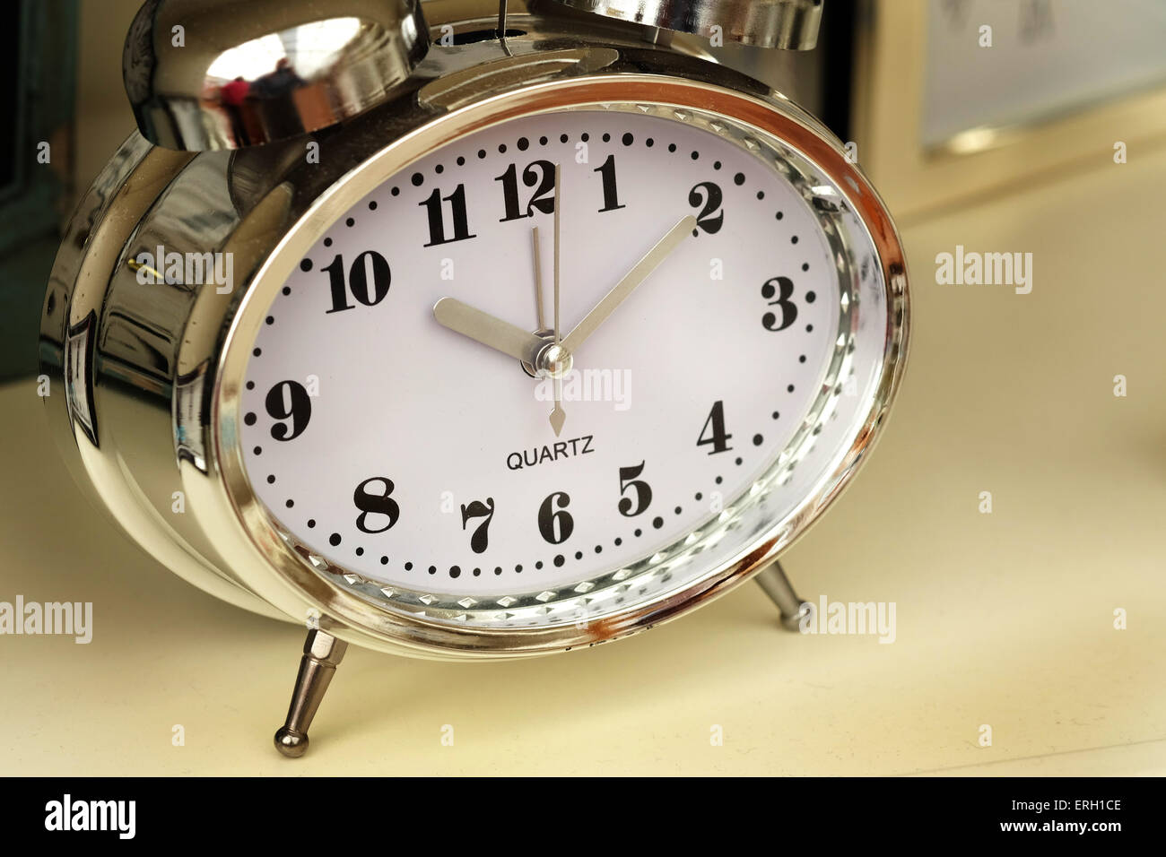 Quartz modern bedside alarm clock. Stock Photo