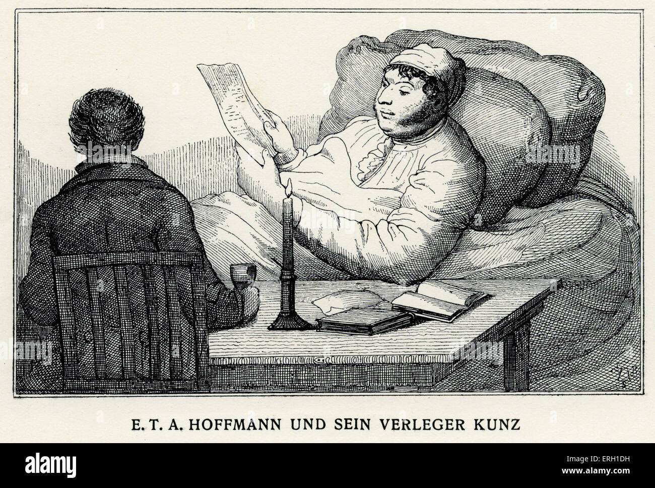 E.T.A. Hoffmann with his publisher Kunz. German Romantic author of fantasy and horror, 24 January 1776 - 25 June 1822 Stock Photo