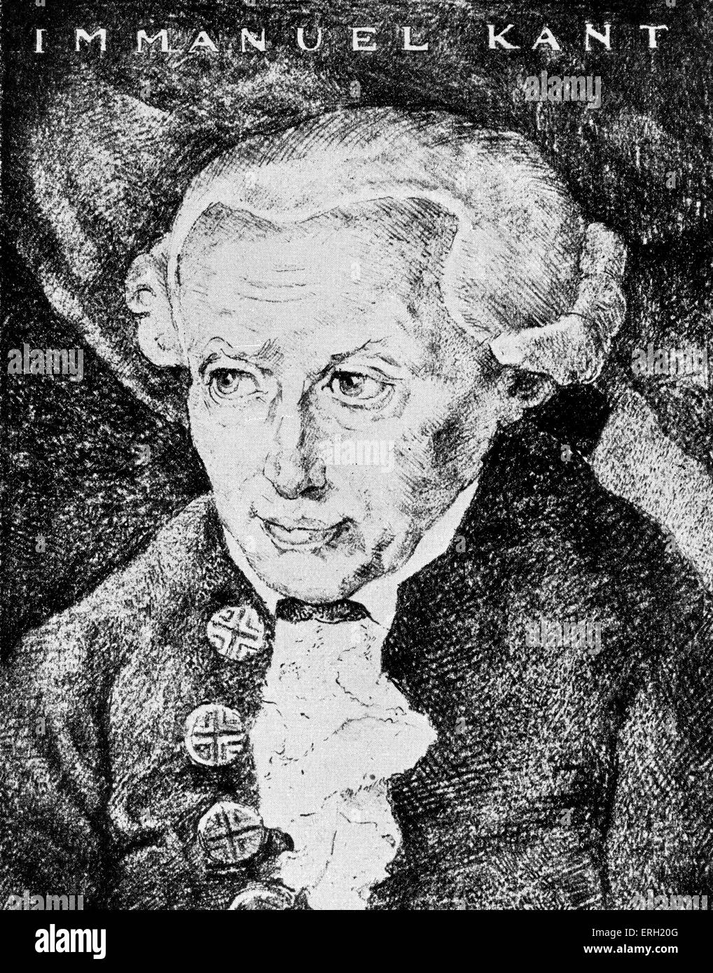 Immanuel Kant - portrait drawn by Emil Orlik in 1918.  Philosopher, born in Konigsberg, Germany. (1724-1804) Stock Photo