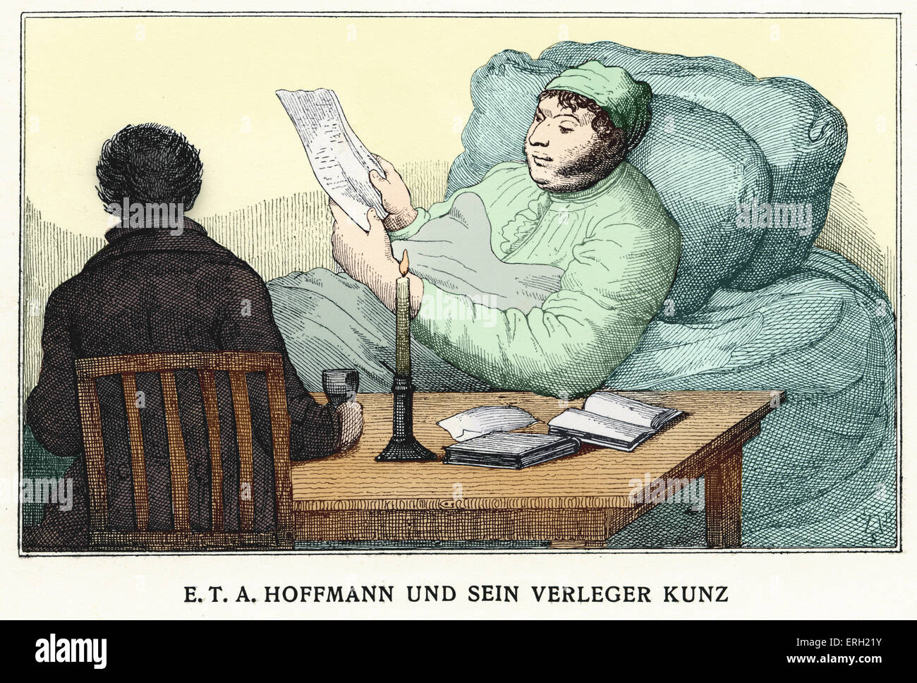 E.T.A. Hoffmann with his publisher Kunz. German Romantic author of fantasy and horror, 24 January 1776 - 25 June 1822. Stock Photo