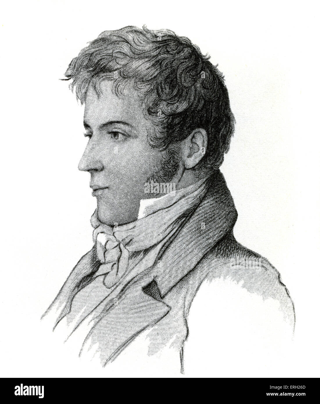 Washington Irving. Drawing by Vanderlyn in 1805. American author and historian: 3 April 1783 – 28 November 1859 Stock Photo