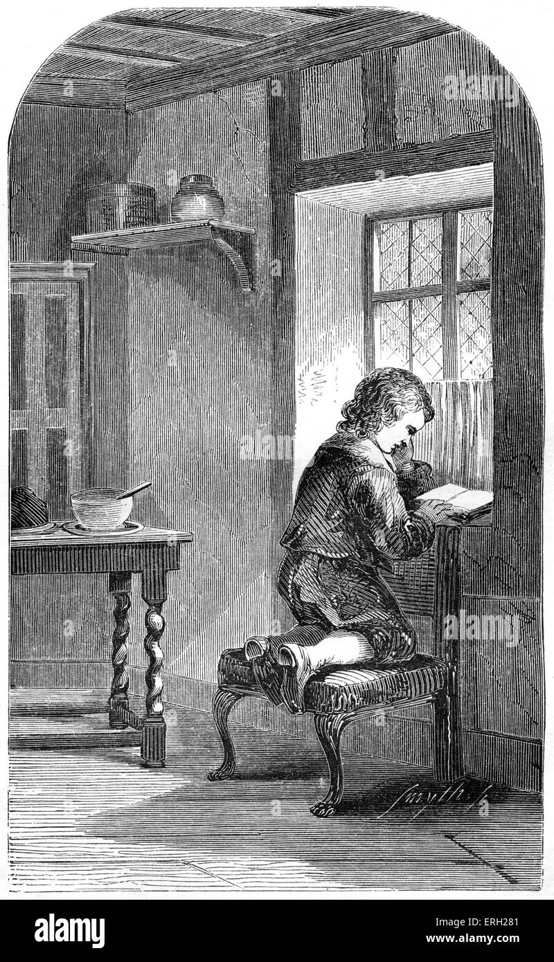 Cowley when a child reading Spencer's 'Fairy Queen' Episode recounted in 'The Life of Dr Johnson' by James Boswell.  Abraham Stock Photo