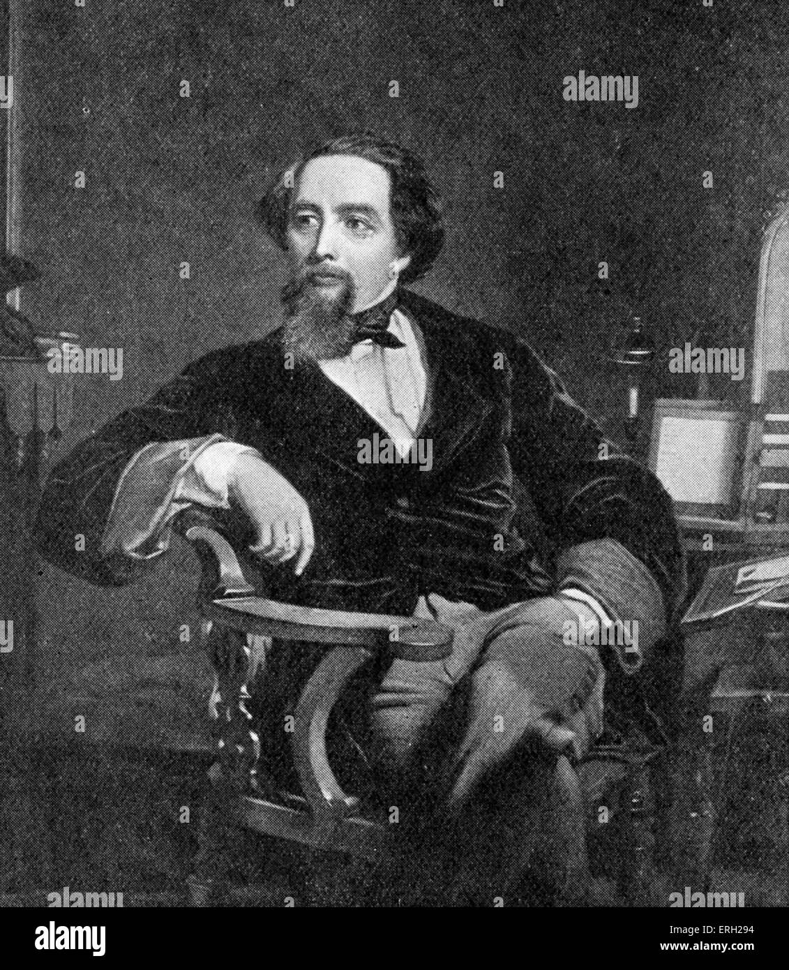 Charles Dickens portrait  -1859  .(from painting by WF Frith) . British novelist 7 February 1812 - 9 June 1870. Stock Photo