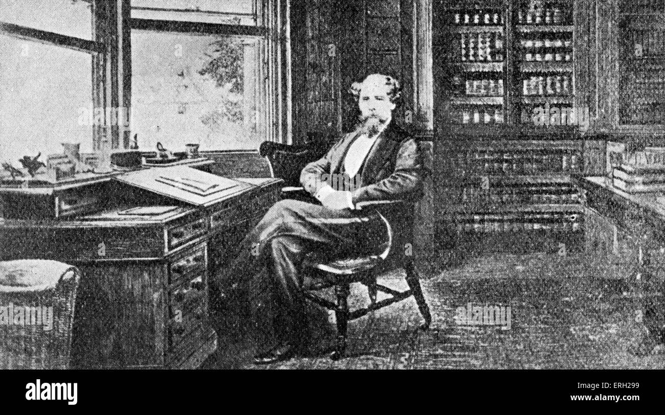 Charles Dickens portrait in his study at Gads Hill. British novelist, 7