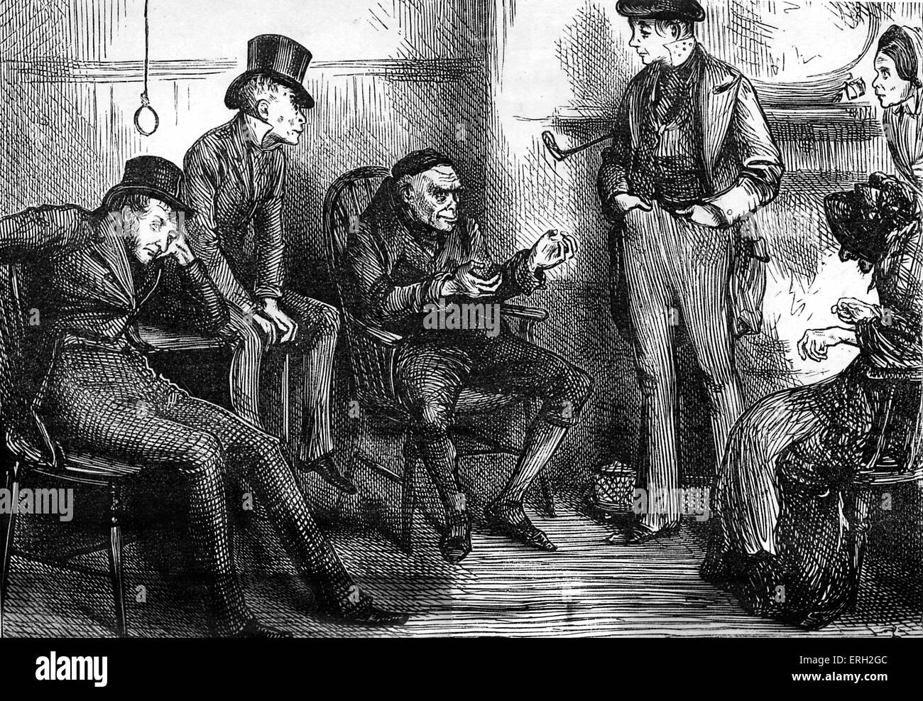 Grandfather Smallweed from Bleak House by Charles Dickens. Caption reads 'I have come down