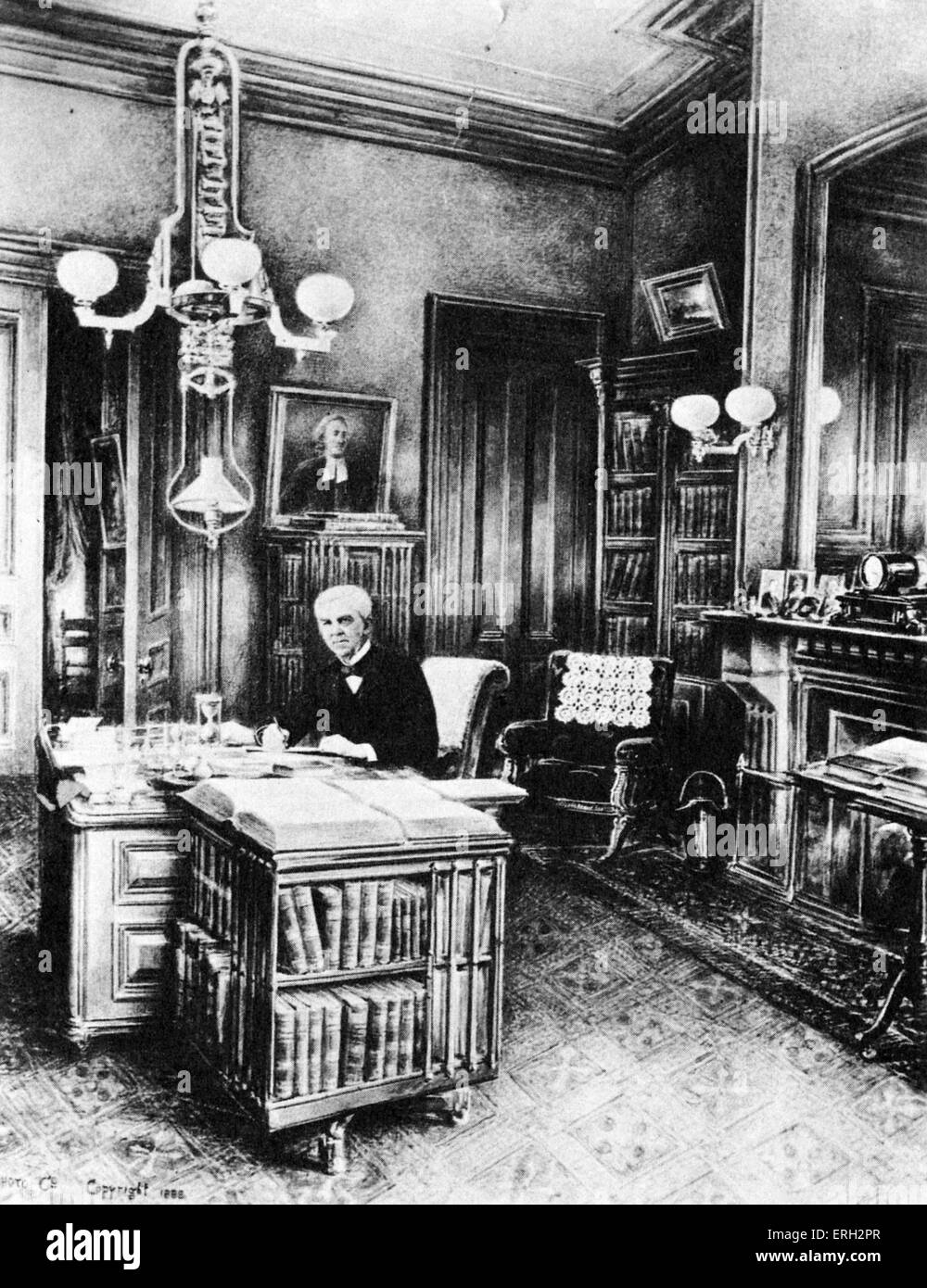 Oliver Wendell Holmes in his study, American physician and author. 29 August 1809 – 7 October 1894. Stock Photo