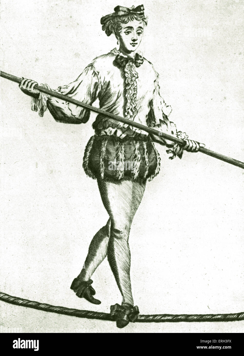 A famous tight rope walker of the seventeenth century. Stock Photo