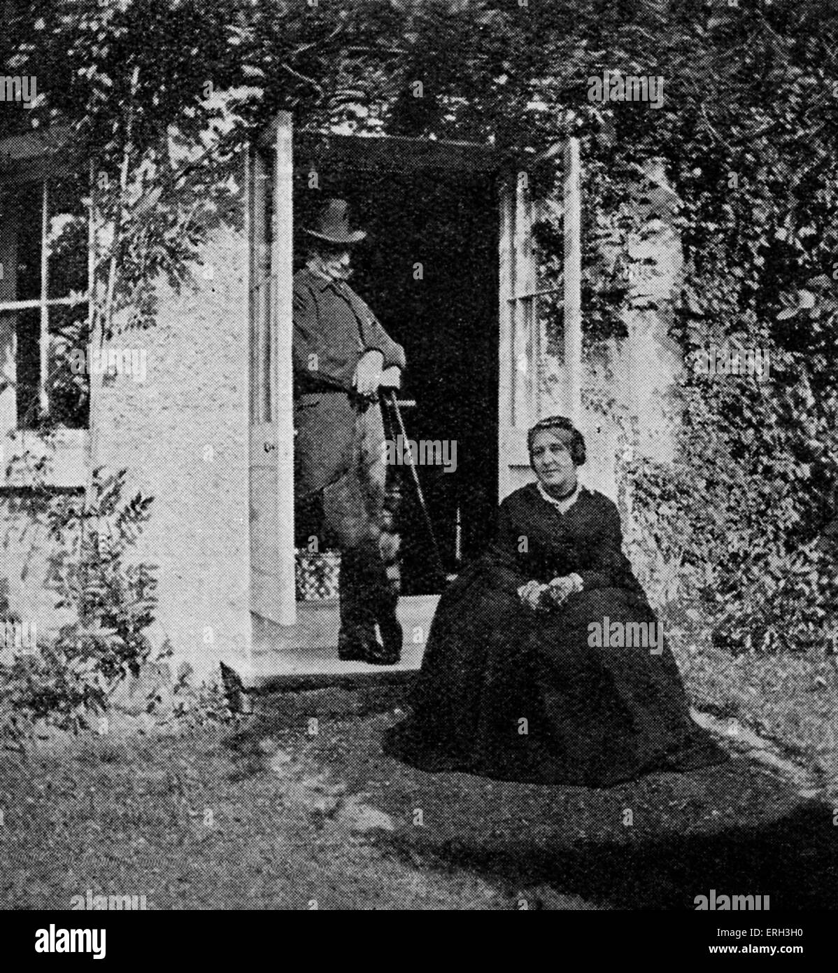 Charles Kingsley with wife Fanny (Frances Kingsley nee Grenfell), at Eversley Rectory, Hampshire. English novelist 12 June 1819 – 23 January 23, 1875 Stock Photo