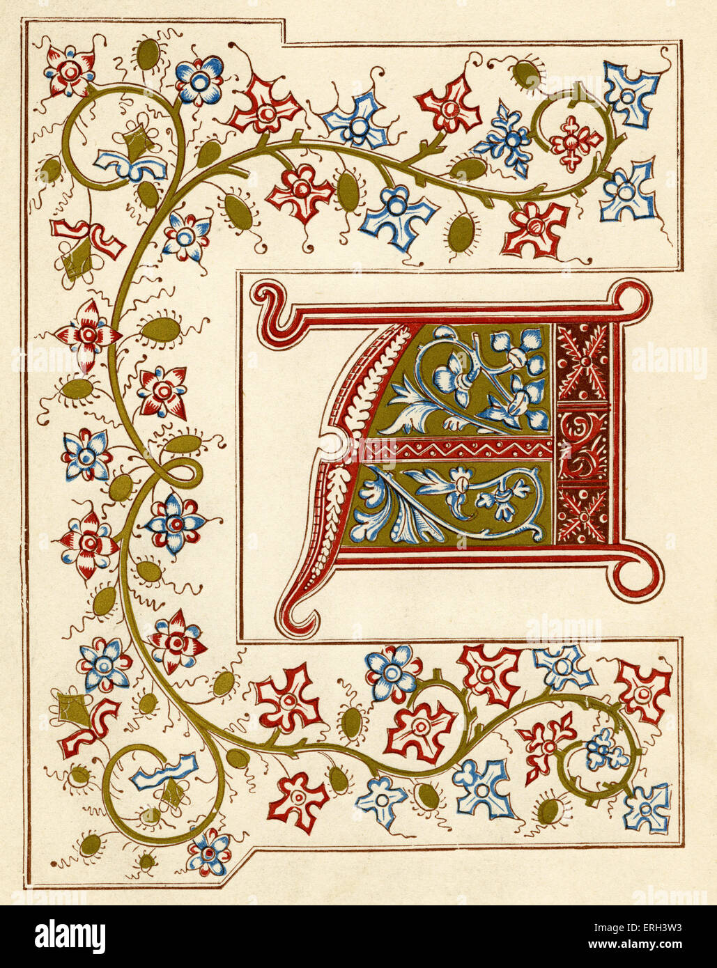 Illuminated letter A from ' Les Merveilles du Monde ,' 1409. (1886 source). Stock Photo