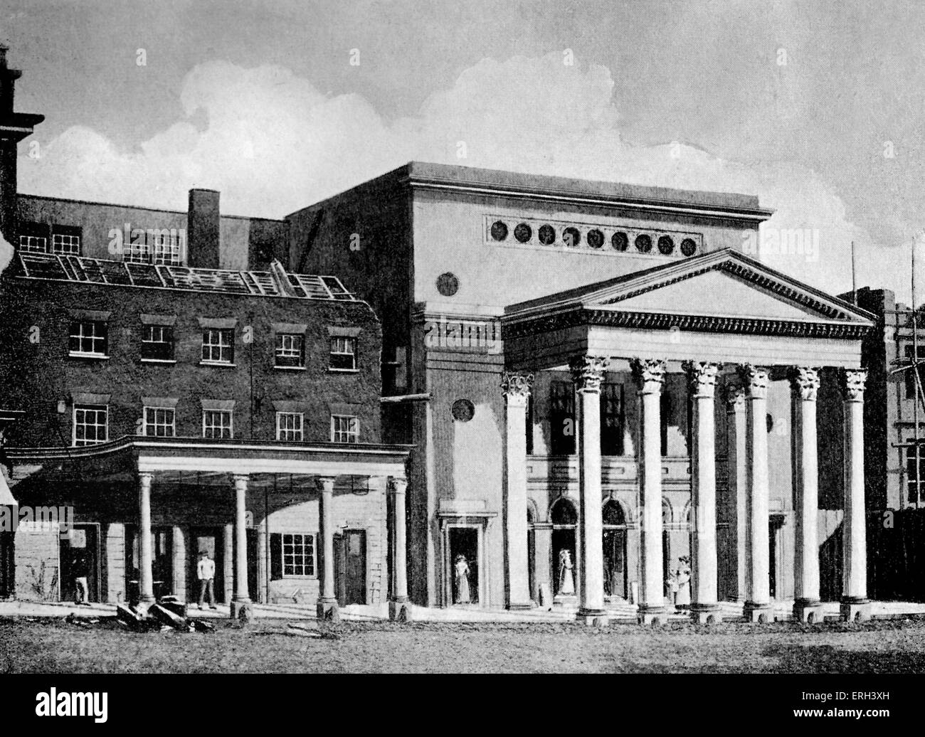 The Little Theatre in Haymarket, 1821. London, UK. The  British dramatist and novelist Henry Fielding (1707-1754) staged plays Stock Photo