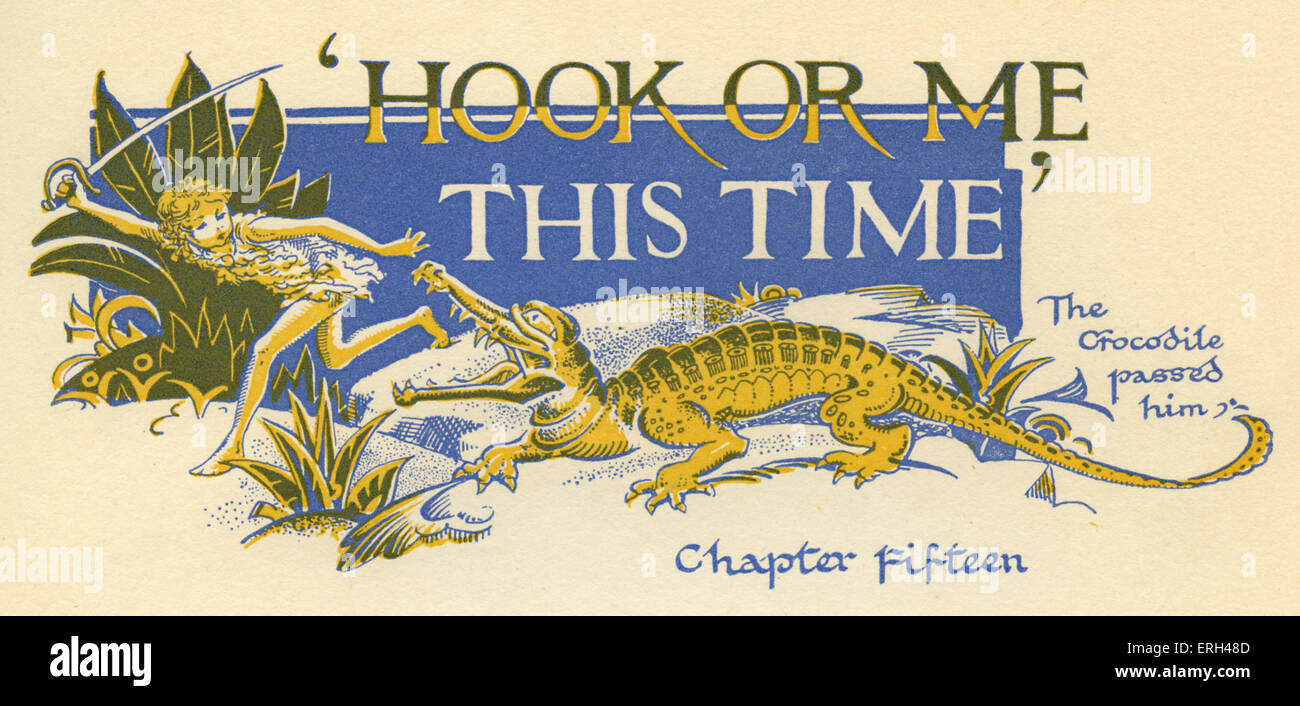 J. M. Barrie 's 'Peter Pan'. Captain Hook; 'Chapter Fifiteen: Hook Or Me This Time - the crocodile passed him'. James Matthew Stock Photo