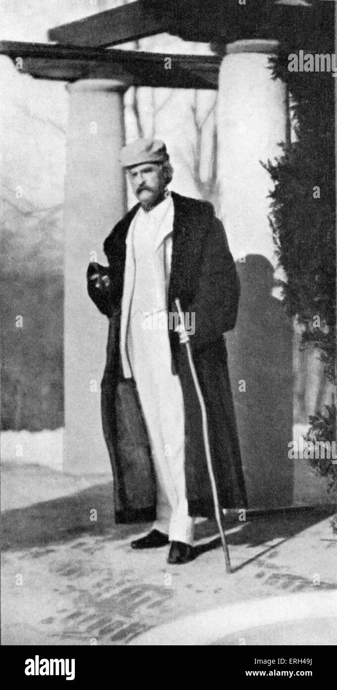 Mark Twain in white suit with long coat. Mark Twain (pen name for ...