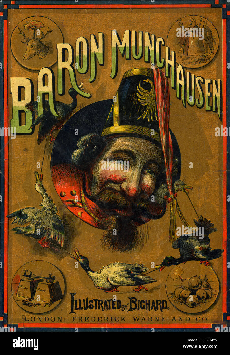 'The Adventures of Baron Munchausen' illlustrated by Alphonse Adolphe Bichard (b. 1841). Based on the life of Karl Friedrich Stock Photo