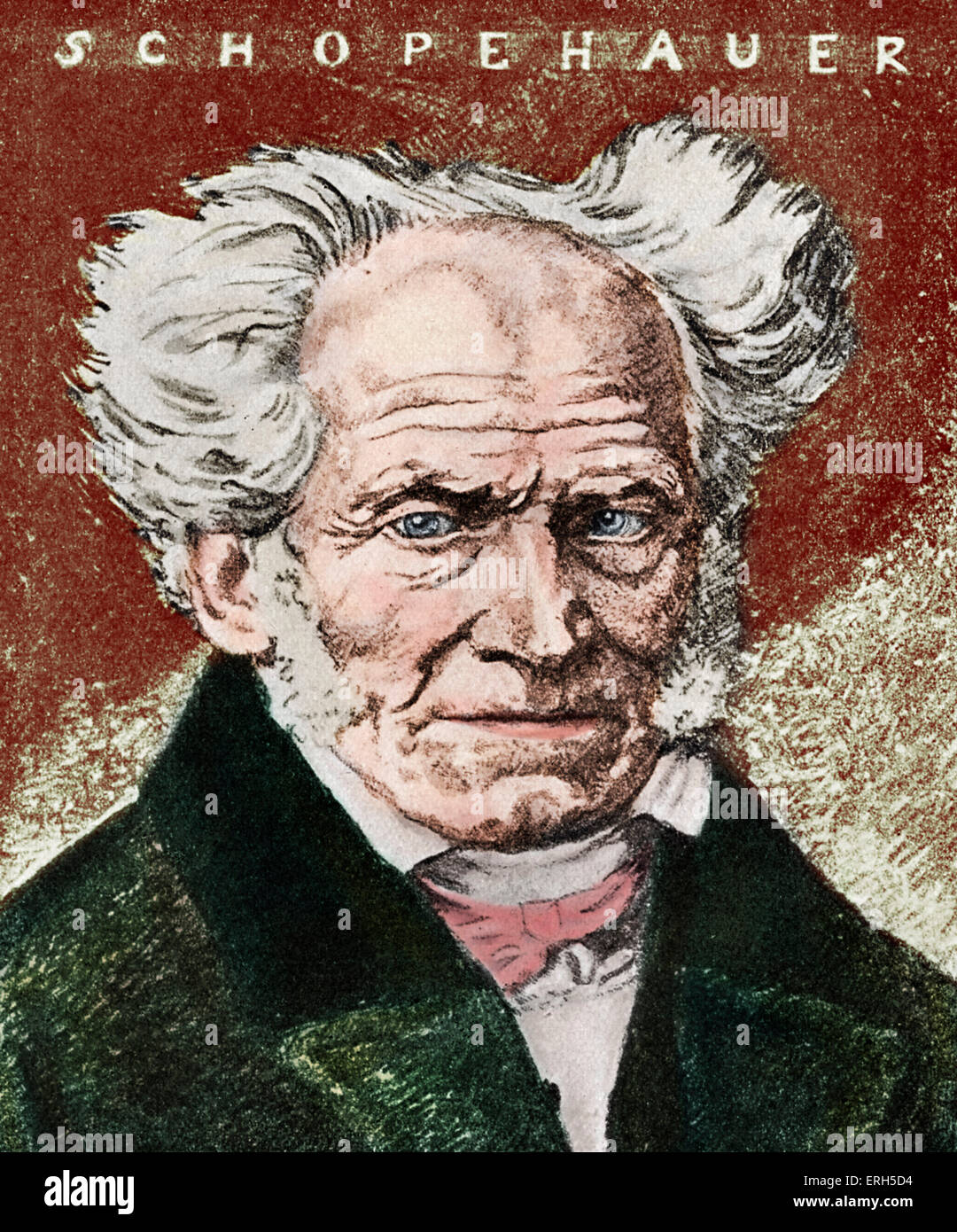 Arthur Schopenhauer drawn by Emil Orlik in 1920. German philosopher, 22 February 1788 - 21 September 1860 - Wagner was Stock Photo